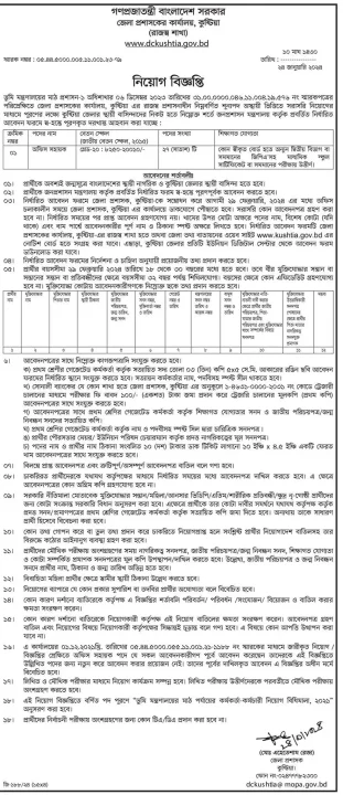 Kustiya Dc Office Job Circular 2024