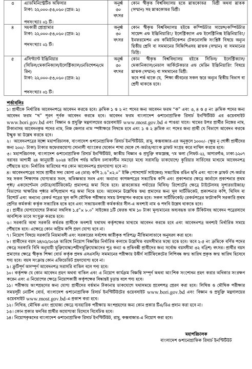 বাংলাদেশ ওশানোগ্রাফিক রিসার্চ ইনস্টিটউটে নিয়োগ বিজ্ঞপ্তি ২০২৪ । Bori Job Circular 2024